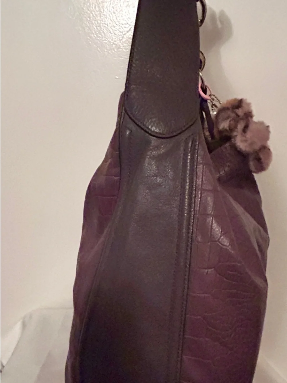 Coach Avery Embossed Croc Hobo Bag, Authentic Coach charm added. - Picture 6 of 13